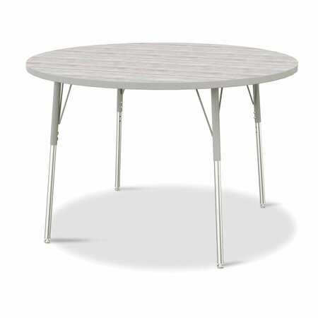 Berries Round Activity Table, 48 In. Diameter, A-height, Driftwood Gray/Gray/Gray